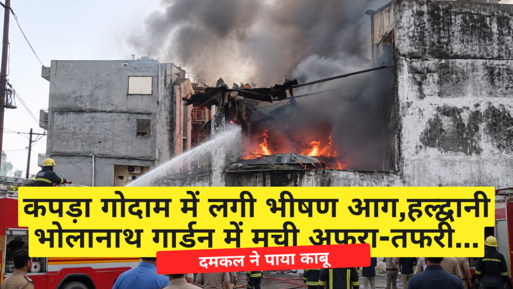 कपड़ा गोदाम में लगी भीषण आग,हल्द्वानी भोलानाथ गार्डन में मची अफरा तफरी