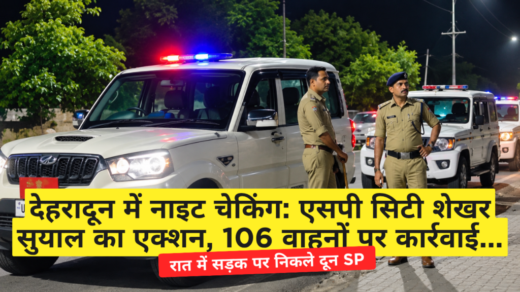 देहरादून में नाइट चेकिंग: एसपी सिटी का एक्शन, 106 वाहनों पर कार्रवाई देहरादून में नाइट चेकिंग: एसपी सिटी शेखर सुयाल का एक्शन, 106 वाहनों पर कार्रवाई